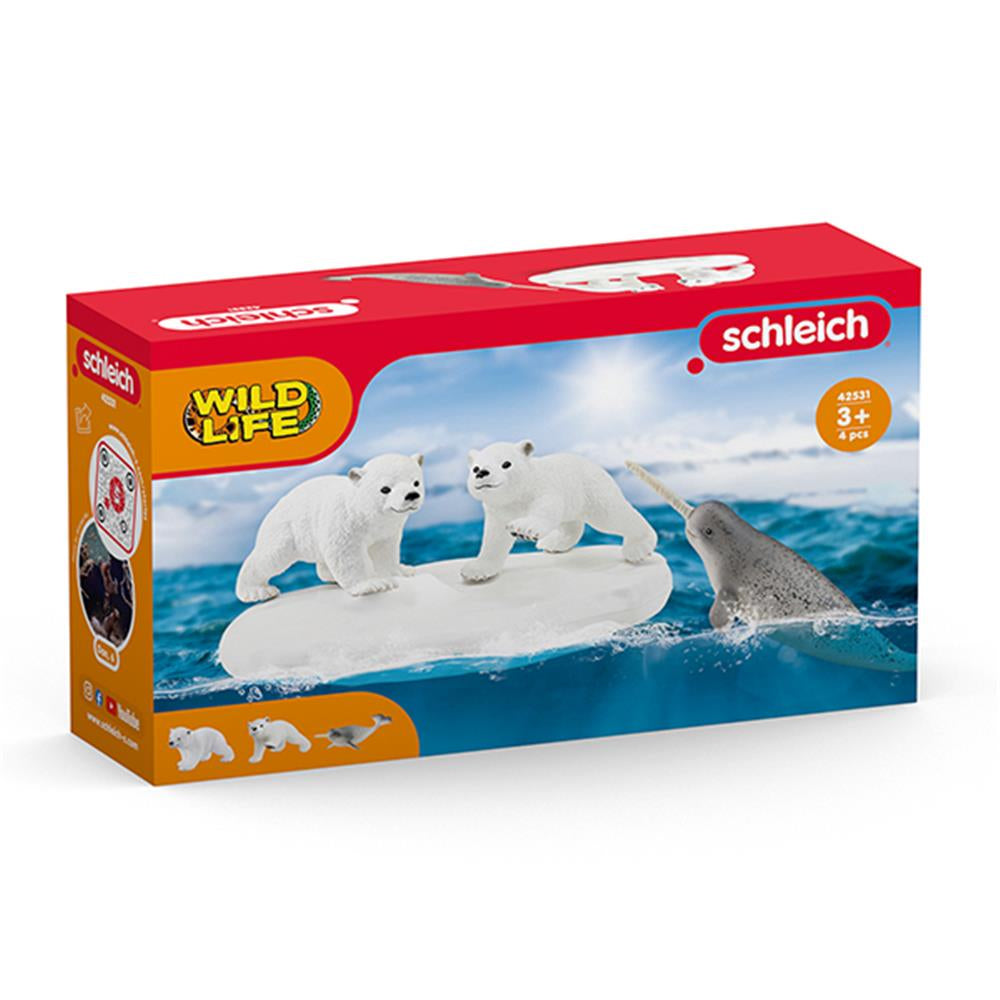 Schleich Toy Figure Set Polar Bear Slide Game - Image 1