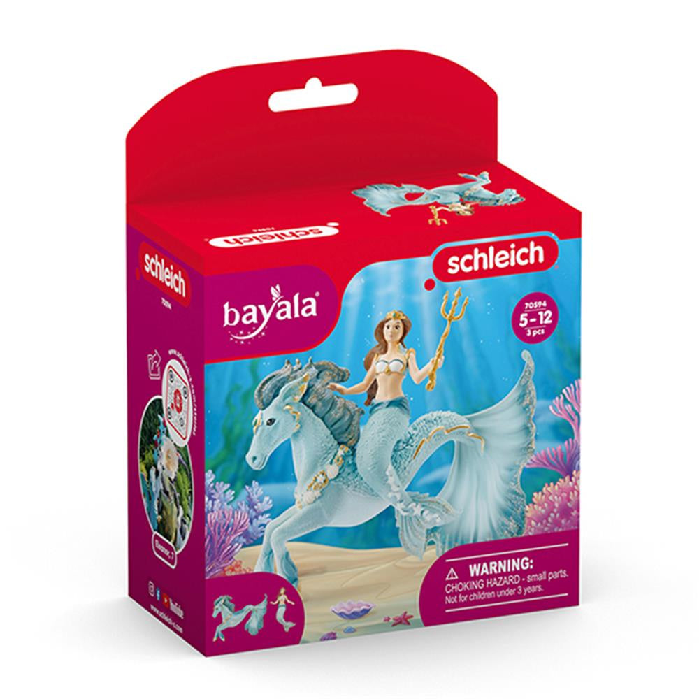 Schleich Toy Figure Set Mermaid Eyela on Underwater Horse - Image 1