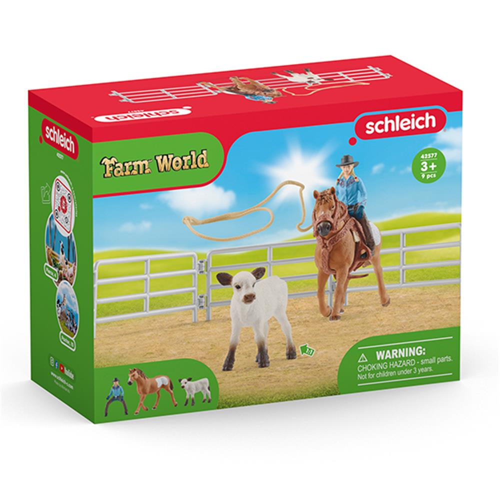 Schleich Toy Figure Set Team Roping with Cowgirl - Image 2