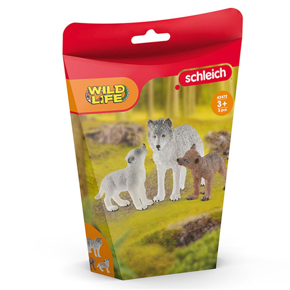 Schleich Toy Figure Wolf Mother with Puppies - Image 1