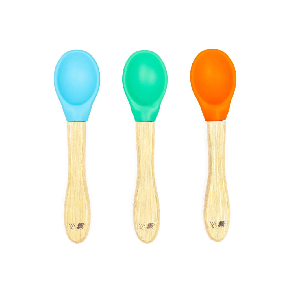 Wild & Stone Bamboo Silicone Spoon (Blue, Green & Orange) - Image 2