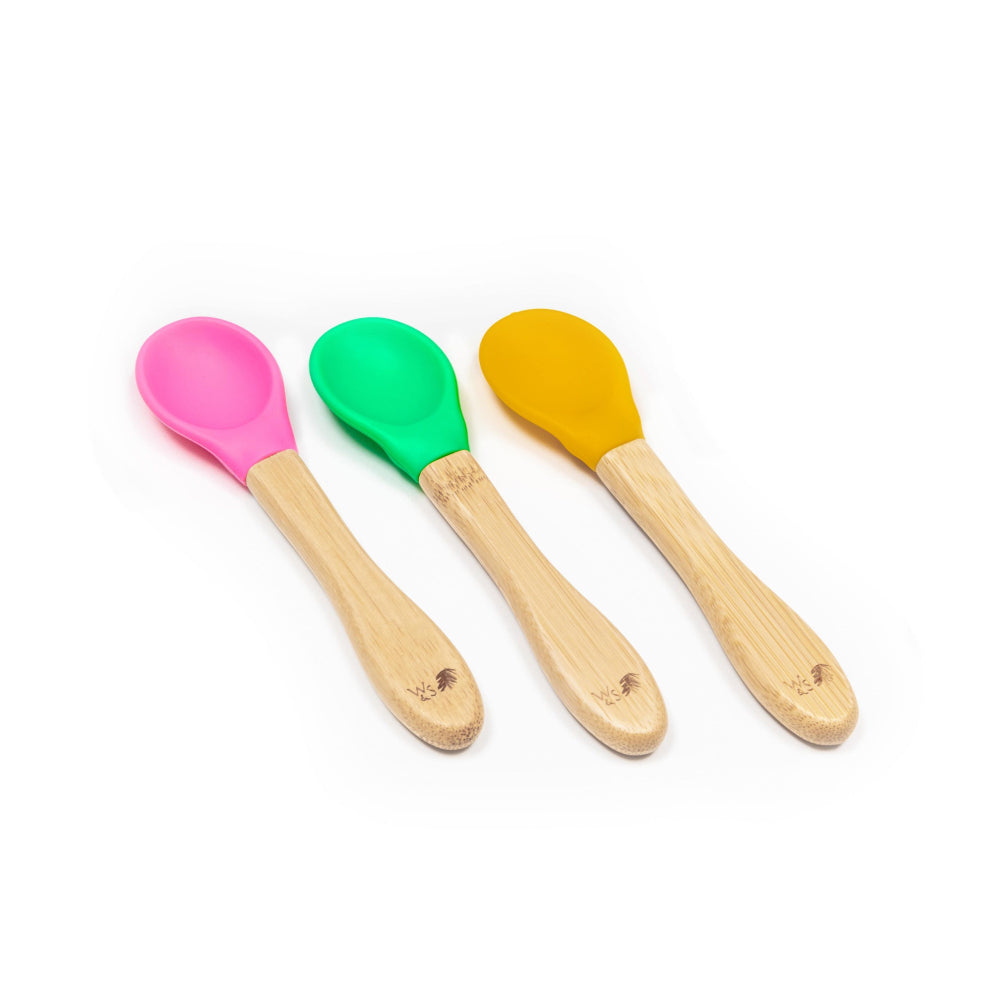 Wild & Stone Bamboo Silicone Spoon (Pink, Green & Yellow) - Image 2