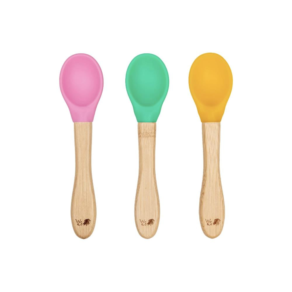 Wild & Stone Bamboo Silicone Spoon (Pink, Green & Yellow) - Image 3