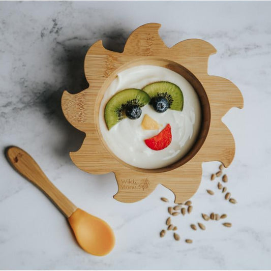 Wild & Stone Bamboo Bowl with Bamboo Silicone Spoon (Blue) - Image 1