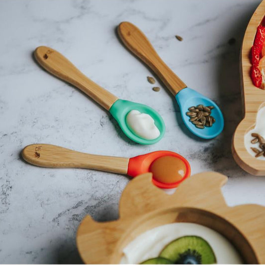 Wild & Stone Bamboo Silicone Spoon (Blue, Green & Orange) - Image 1