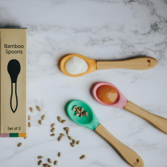 Wild & Stone Bamboo Silicone Spoon (Pink, Green & Yellow) - Image 1